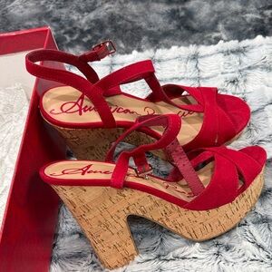 American Rag Red Cork Platform Sandals